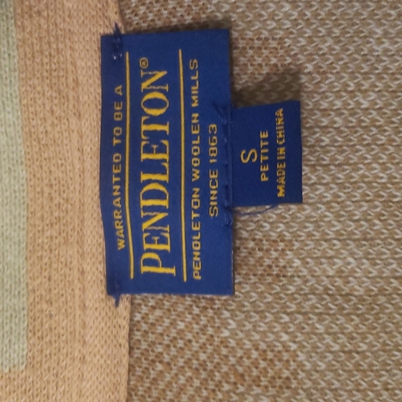 Pendleton Southwestern Knit Blazer Tan Blue Stripe Pattern Boho Western Minimali - Picture 3 of 7